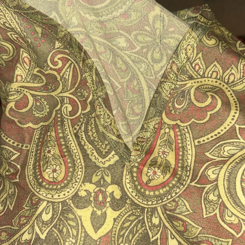 Y2K Green Paisley Long Sleeve Mesh Top - Picture 5 of 6